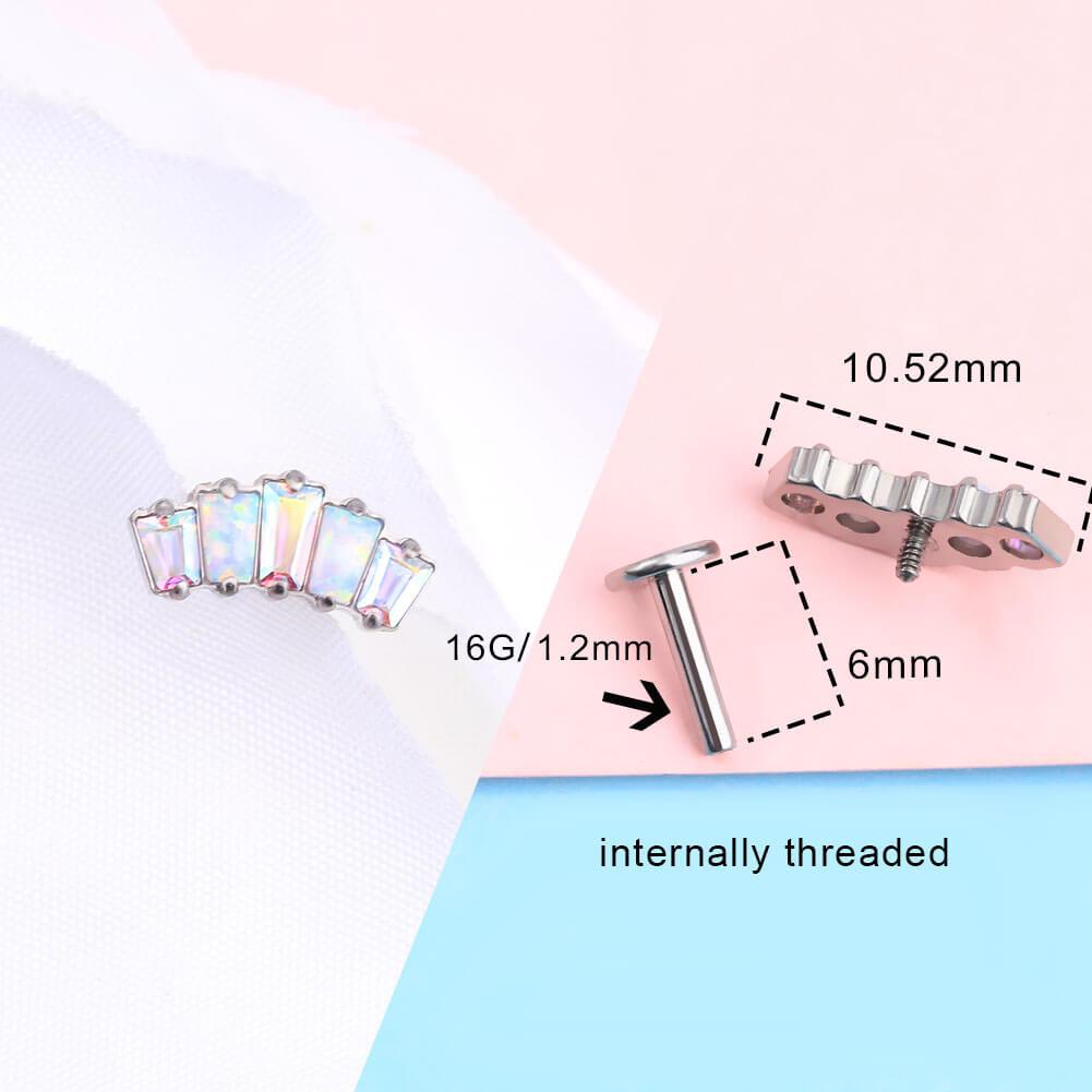 Opal Ladybug Titanium Internally Threaded Cartilage Stud - Style2
