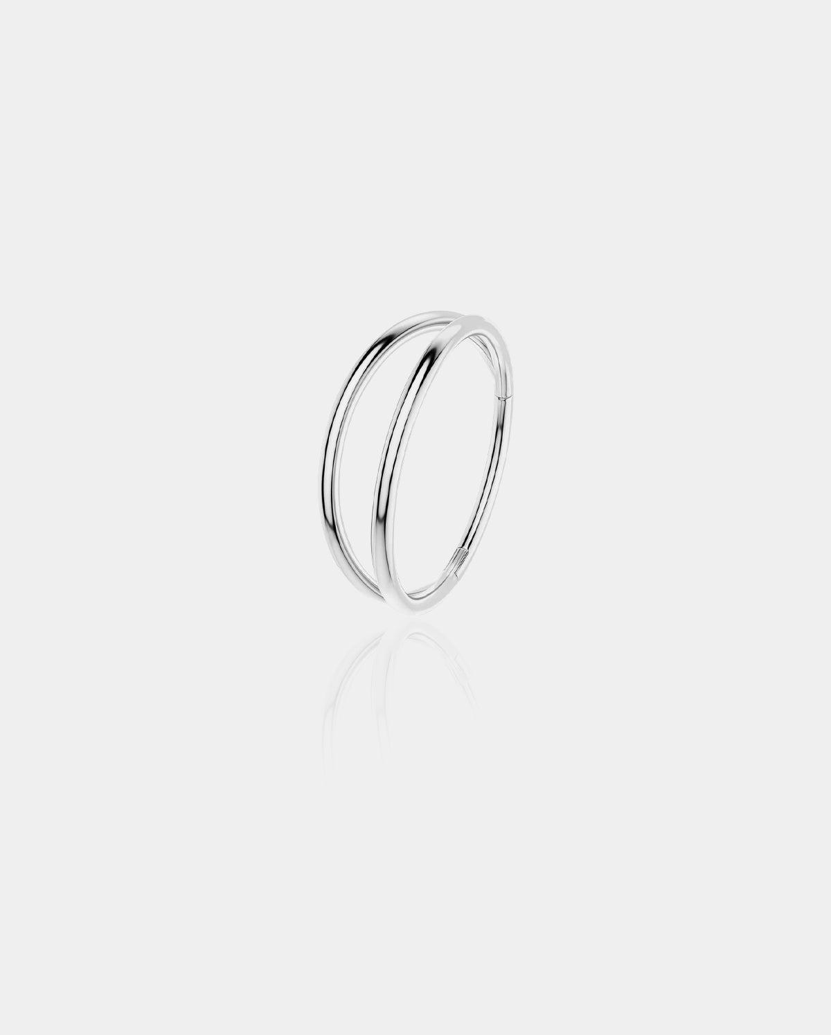 18G Double Hoop Hinged Segment Nose Ring - Silver / 8mm