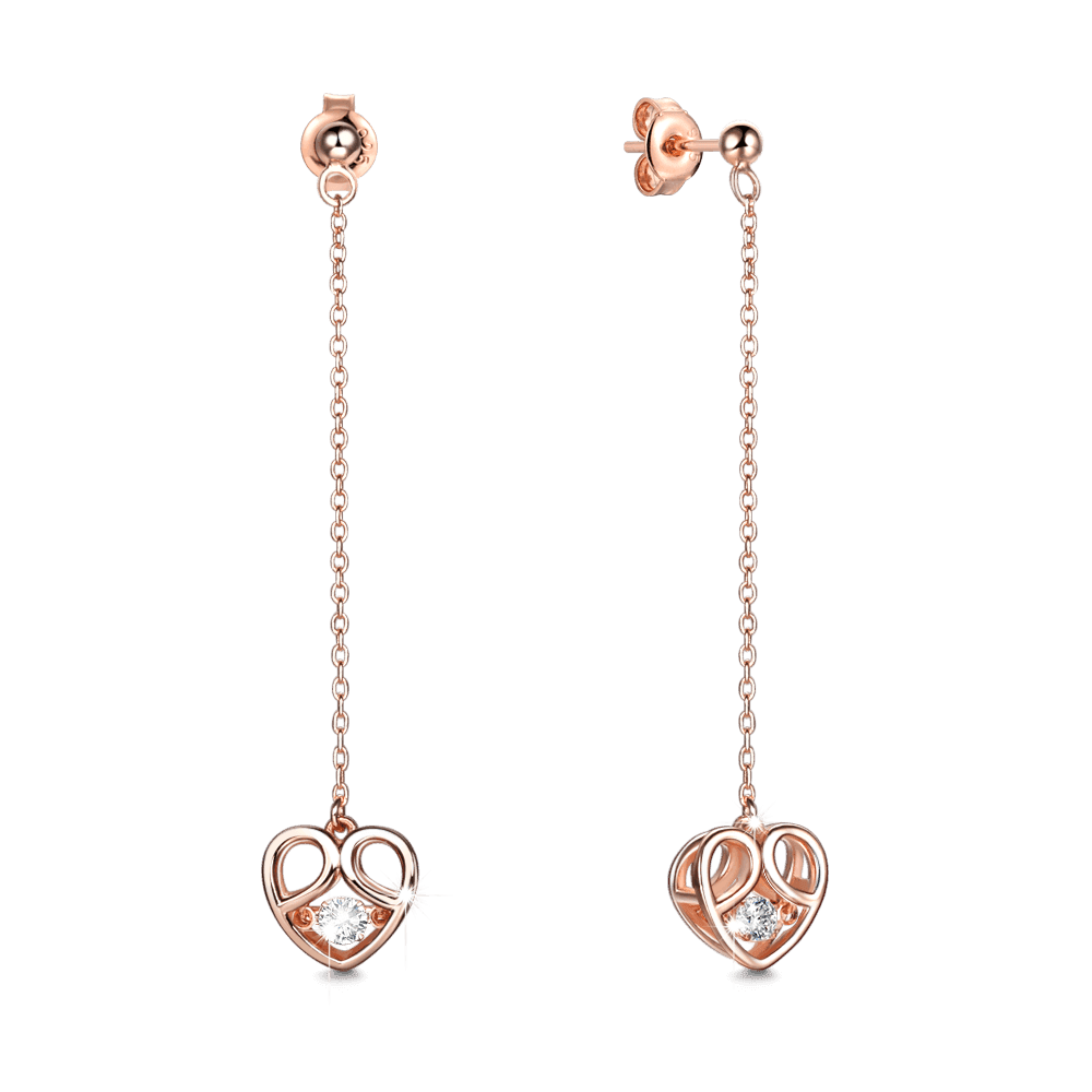 Rose Gold Heart Earrings Rotating Stone Gifts For Girlfriend Girls
