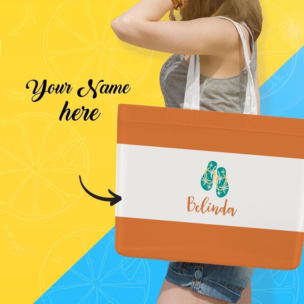 Custom Text Handbag For Summer For Orange Shopping Bag