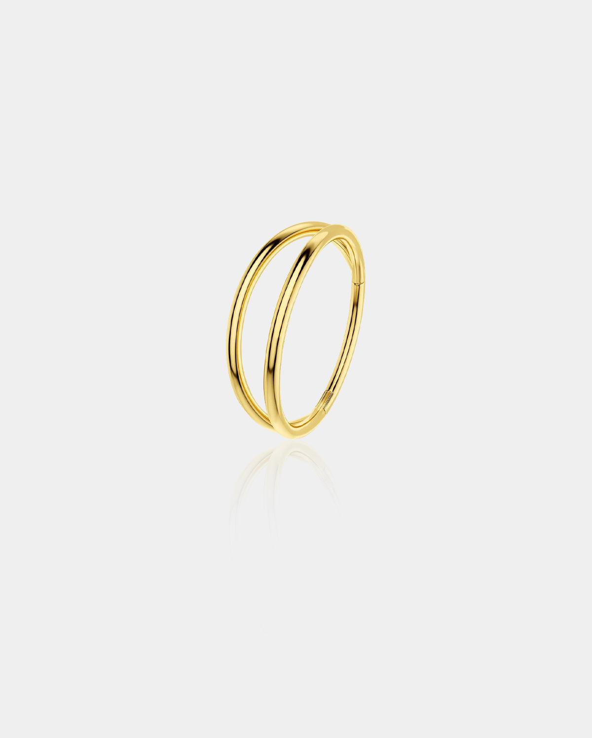 18G Double Hoop Hinged Segment Nose Ring - Gold / 7mm