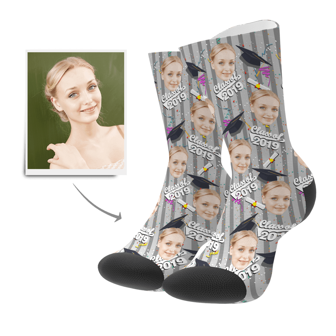 Graduation Gift Custom Socks Best Friend Christmas Gift (Confetti)