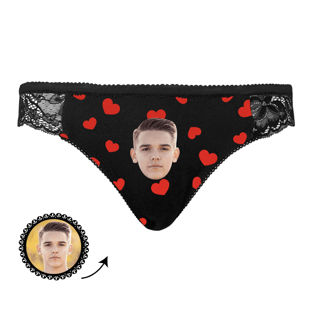 Custom Photo Panty Women Lace Panties with Heart Anniversary Gifts for Girlfriend
