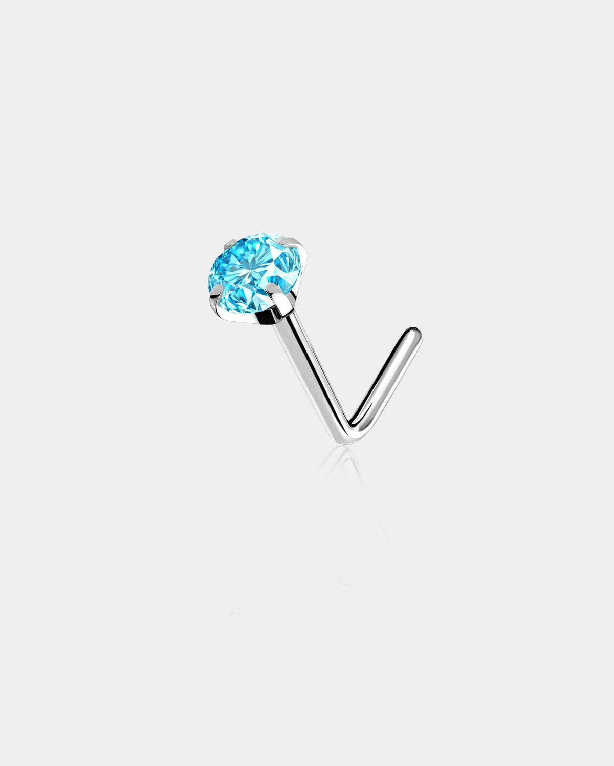 Vibrant CZ Titanium Nose Stud - Blue