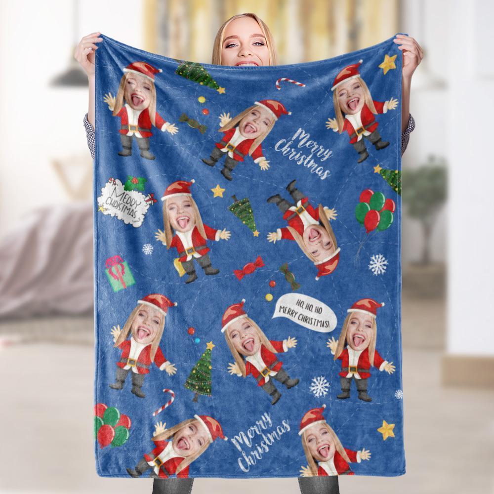 Custom Blanket with Face Christmas Gifts - Santa