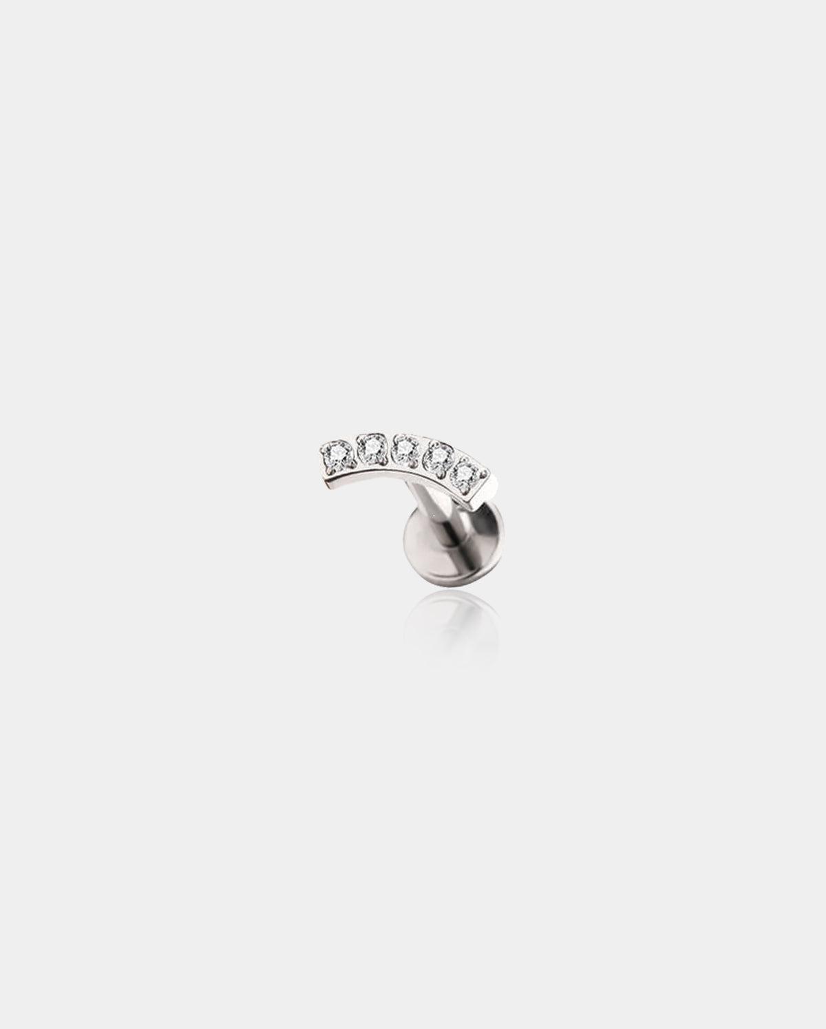 Curved CZ Cluster Titanium Helix Stud - Clear CZ
