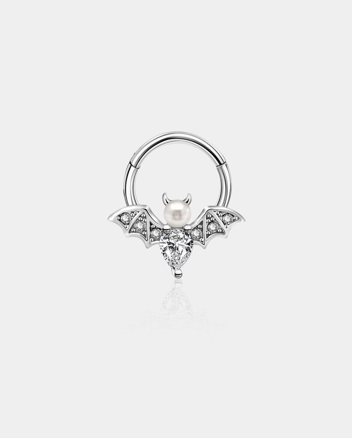 CZ Pearl Bat Septum Ring - 8mm
