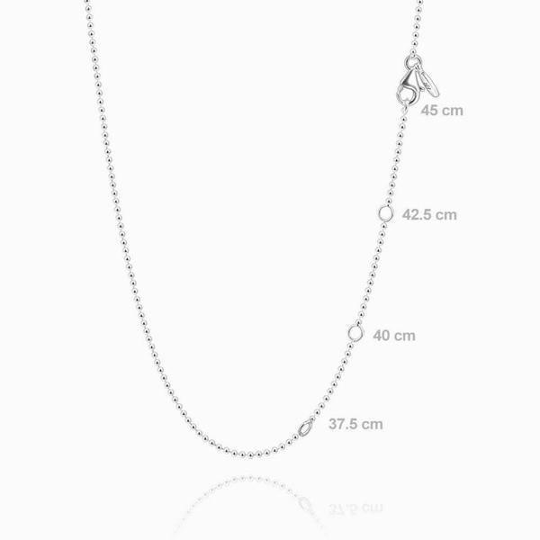 Basic Bead Chain Necklace Silver Adjustable Length 17.7 Inch