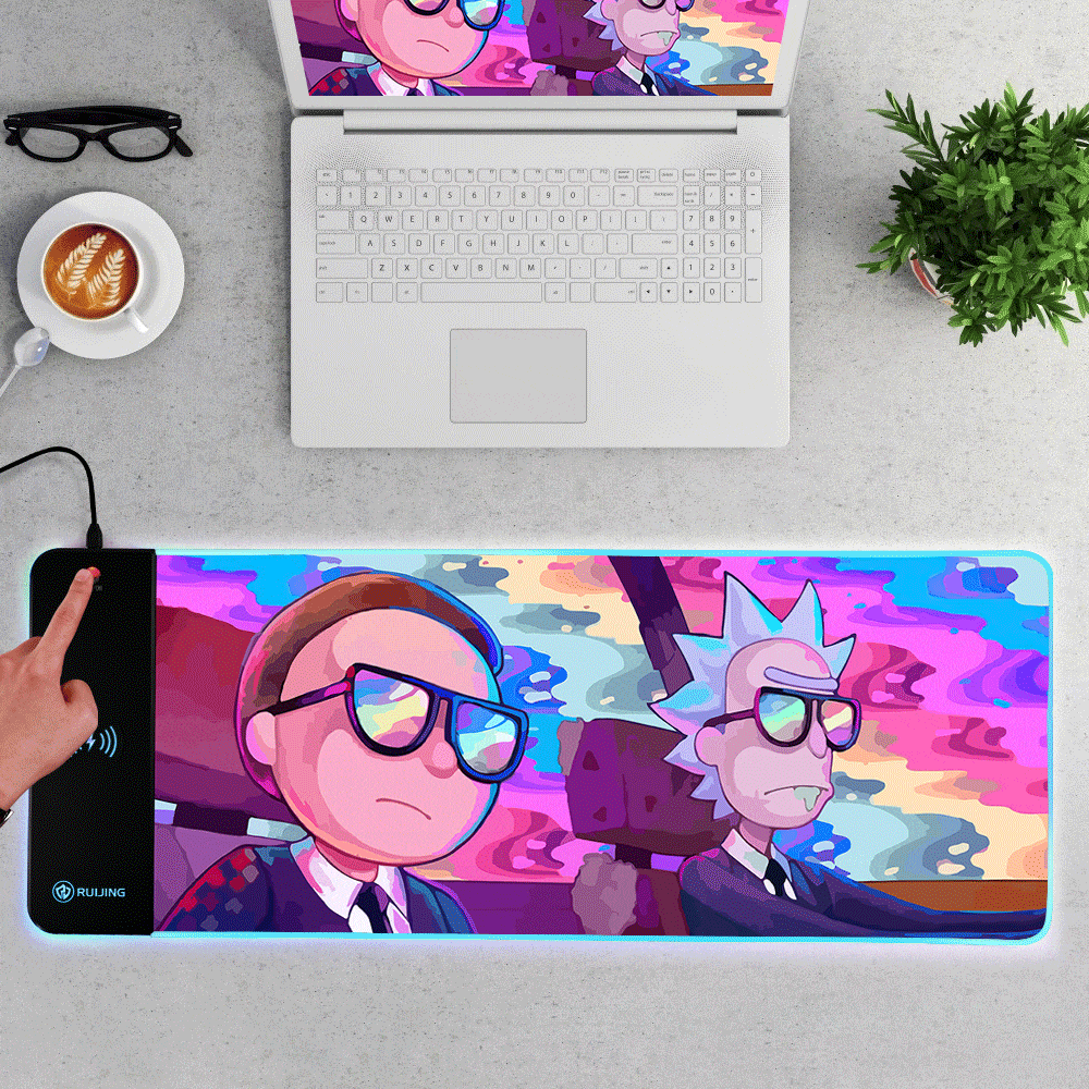 Cartoon Mousepad Wireless Charging Mousepad Rick and Morty Gifts For Gamers