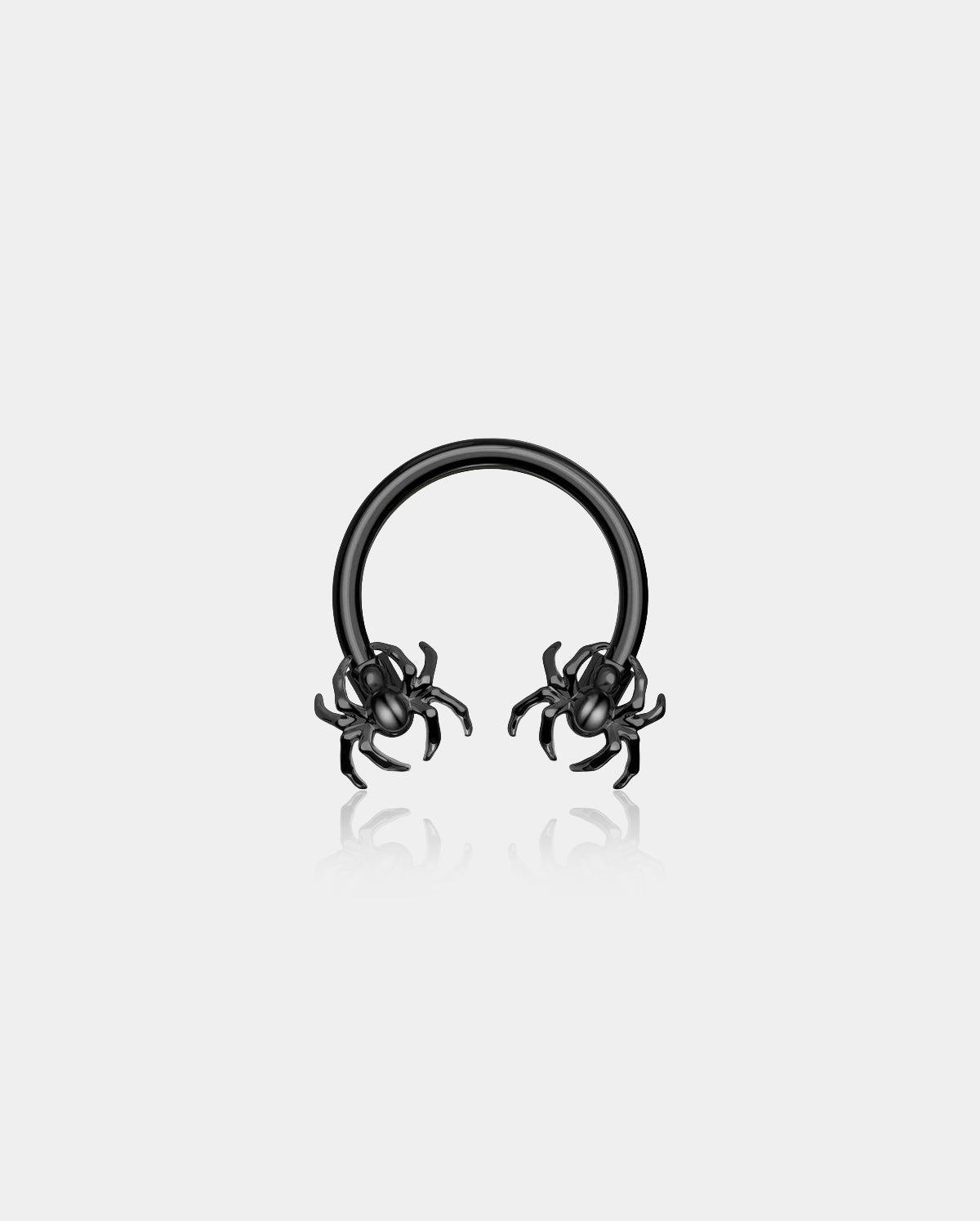 Halloween Spider Horseshoe Septum Ring - Black