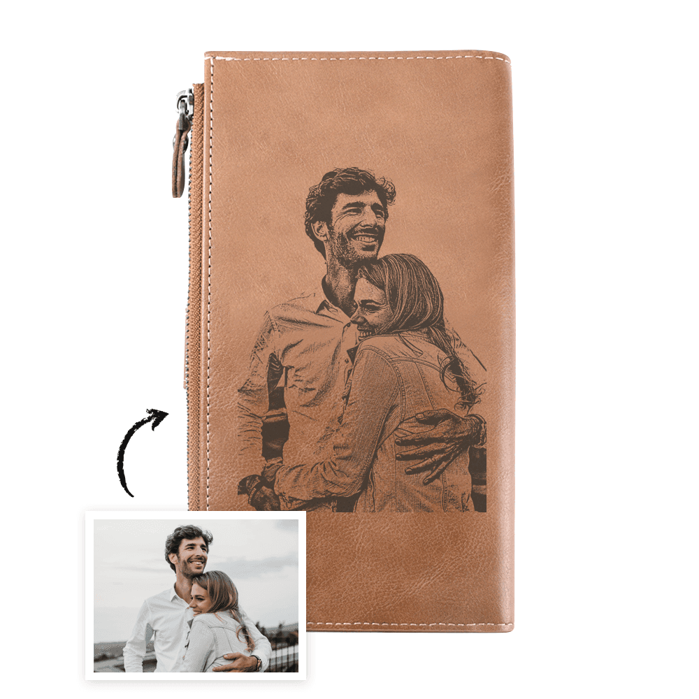Anniversary Gift For Her Personalized Wallet - Light Brown