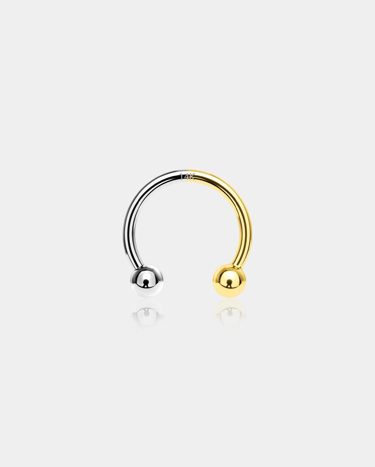 14K White and Yellow Gold Horseshoe Septum Ring - 10mm