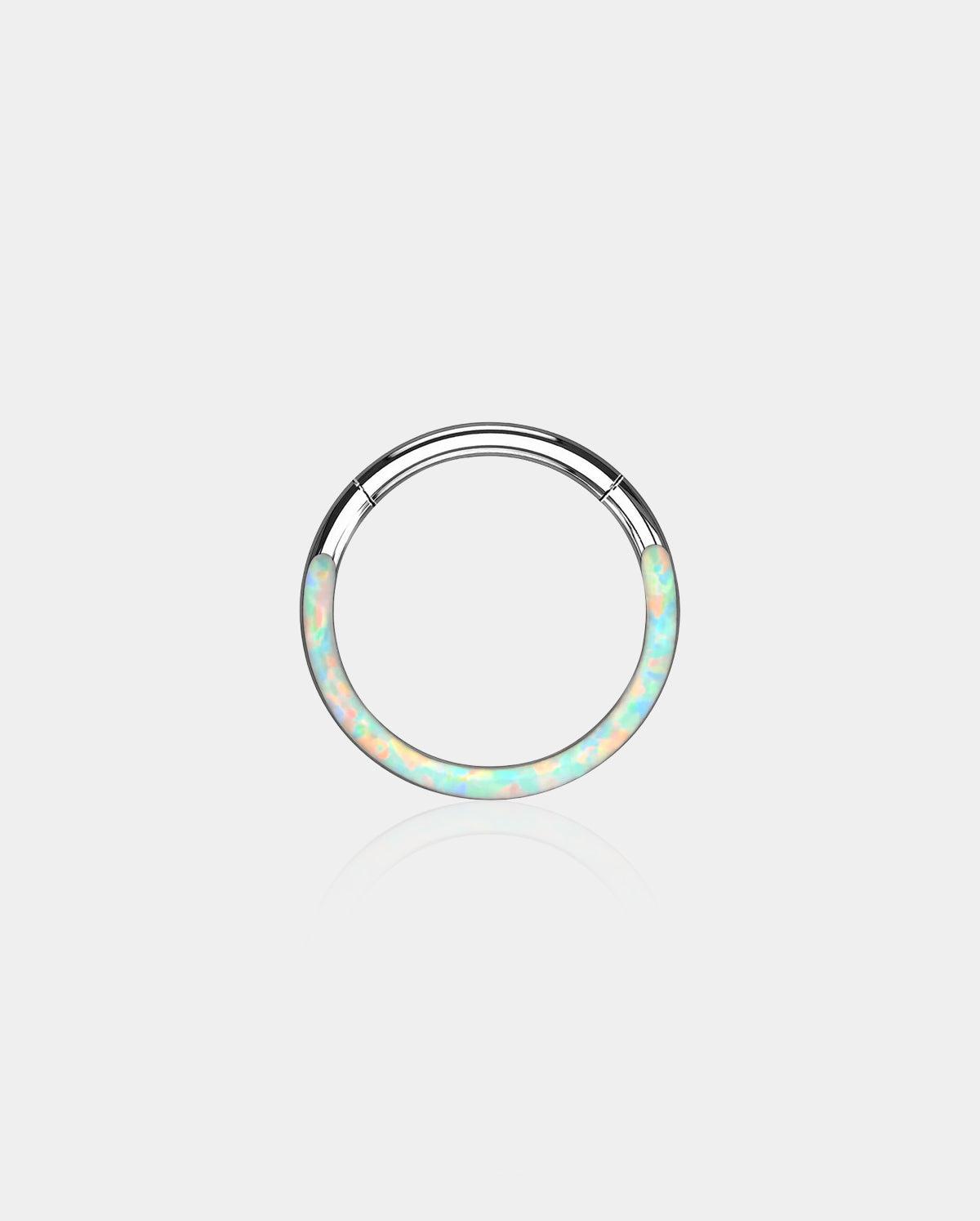 Opal Hinged Segment Cartilage Hoop - White / 10mm
