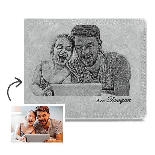 Personalized Gift For Father Photo Wallet - Grey