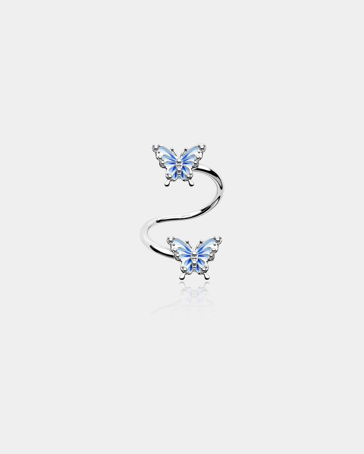 Blue Butterfly S-Shape Helix Ring