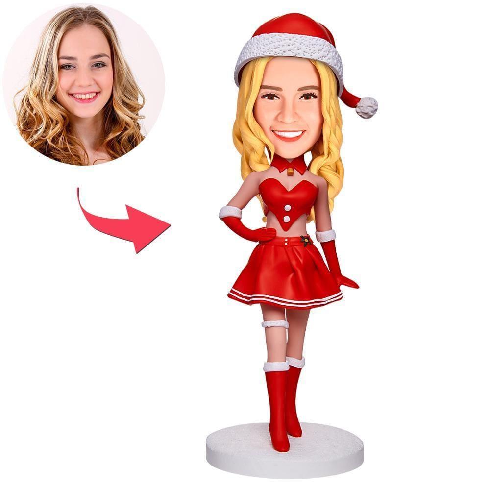 Personalized Bobblehead Sexy Christmas Girl With Engraved Text