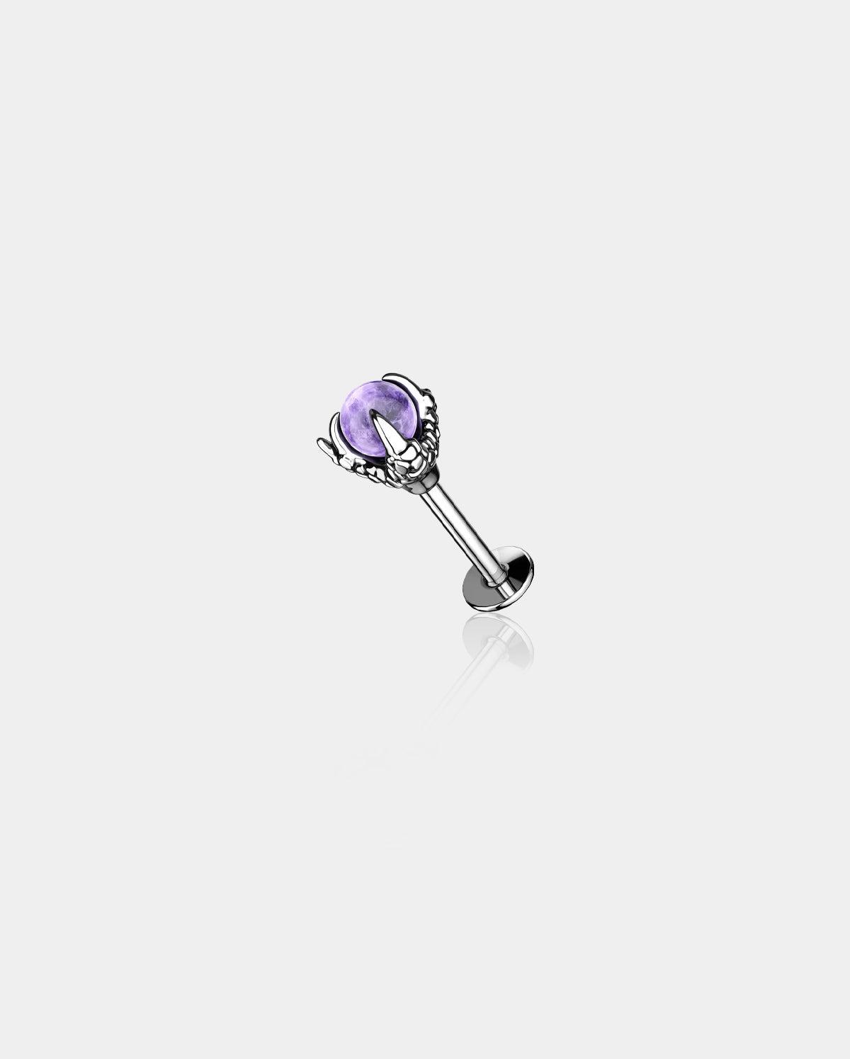 Opalite Dragon Claws Helix Stud - Purple