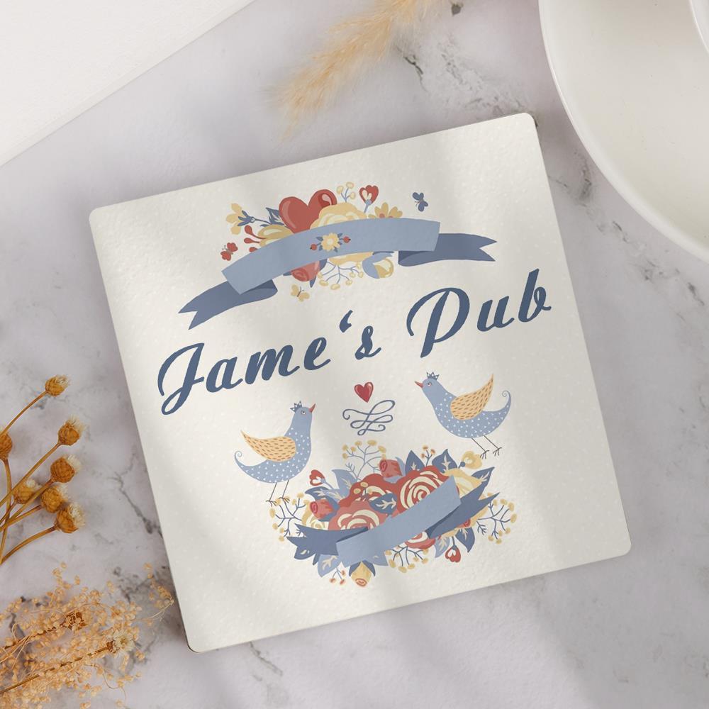 Boyfriend Gift Custom Coaster with Text - "Jame's Club"