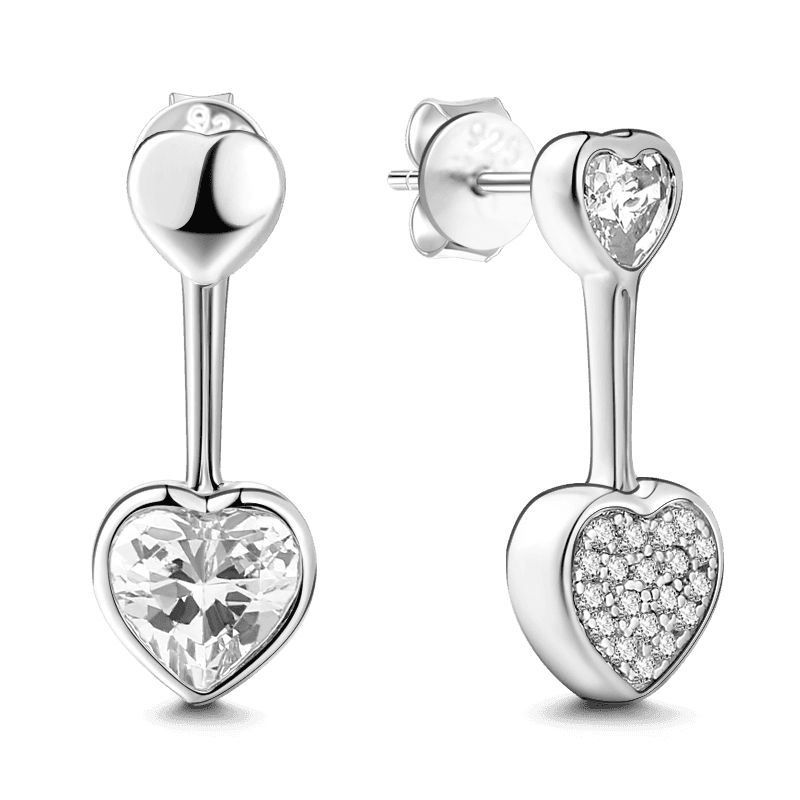 Heart Hoop Stud Earrings Sterling Silver Gifts For Girlfriend Girls