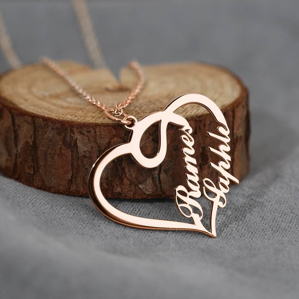 Sympathy Gifts For Loss Of Mom Name Necklace with Heart - Two Names