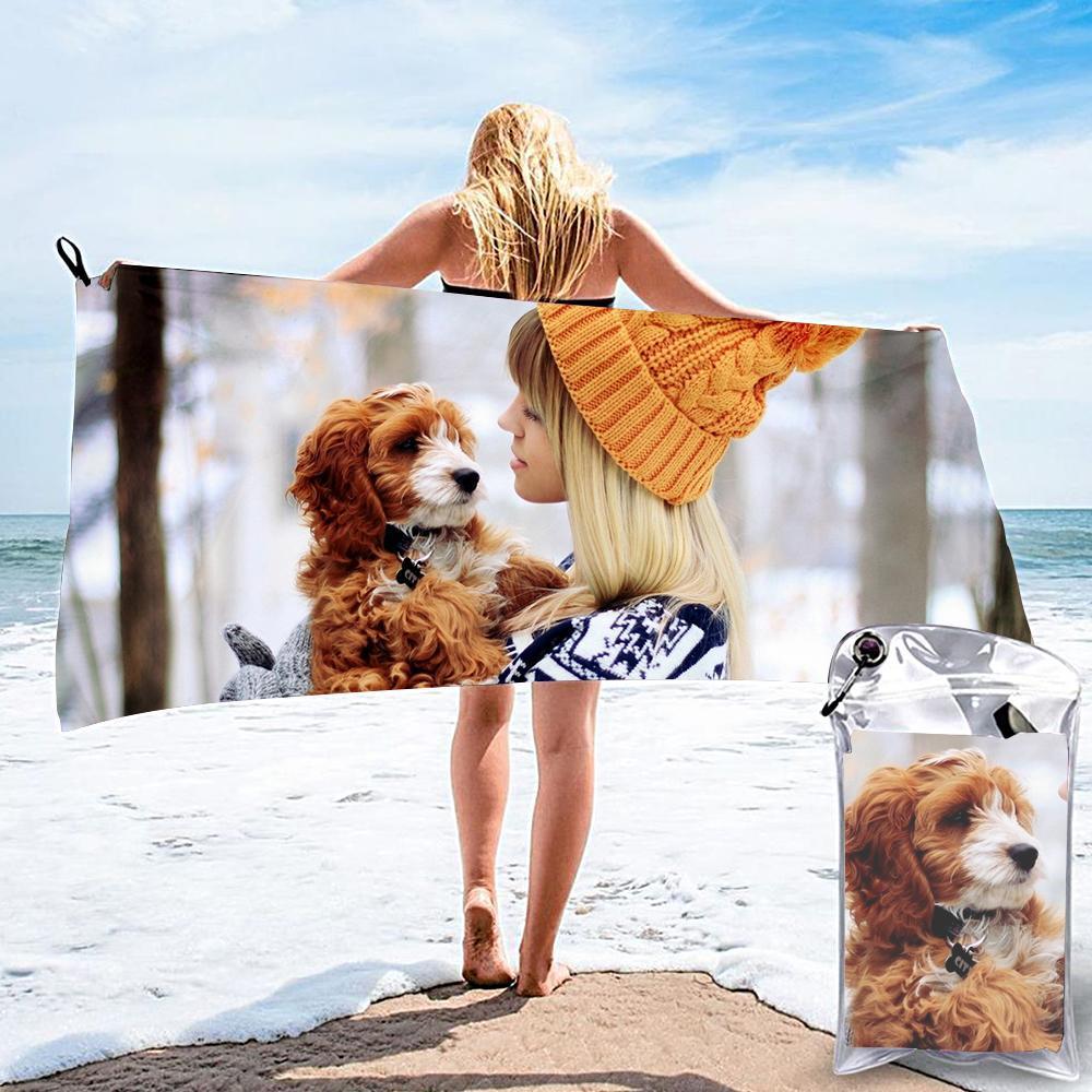 Horizontal Personalized Bath Towels Custom Photo Beach Towels Quick-dry Ultrafine Fiber Pet