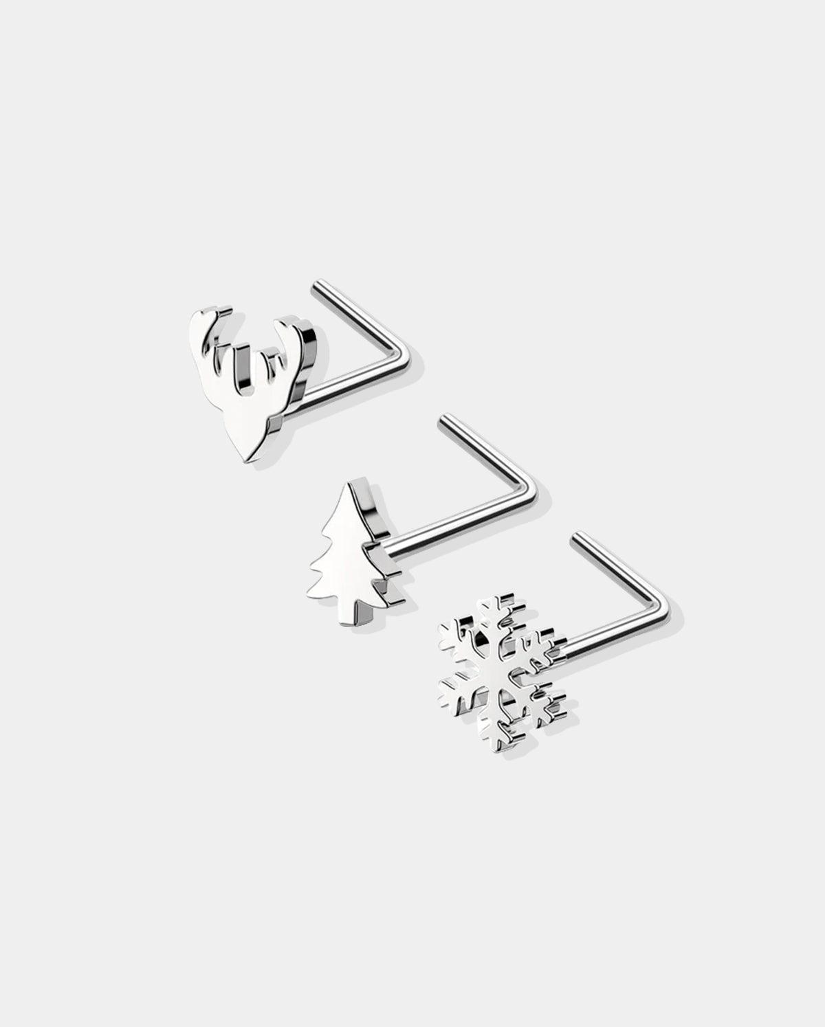 3PCS Reindeer/Tree/Snowflake Christmas Nose Stud