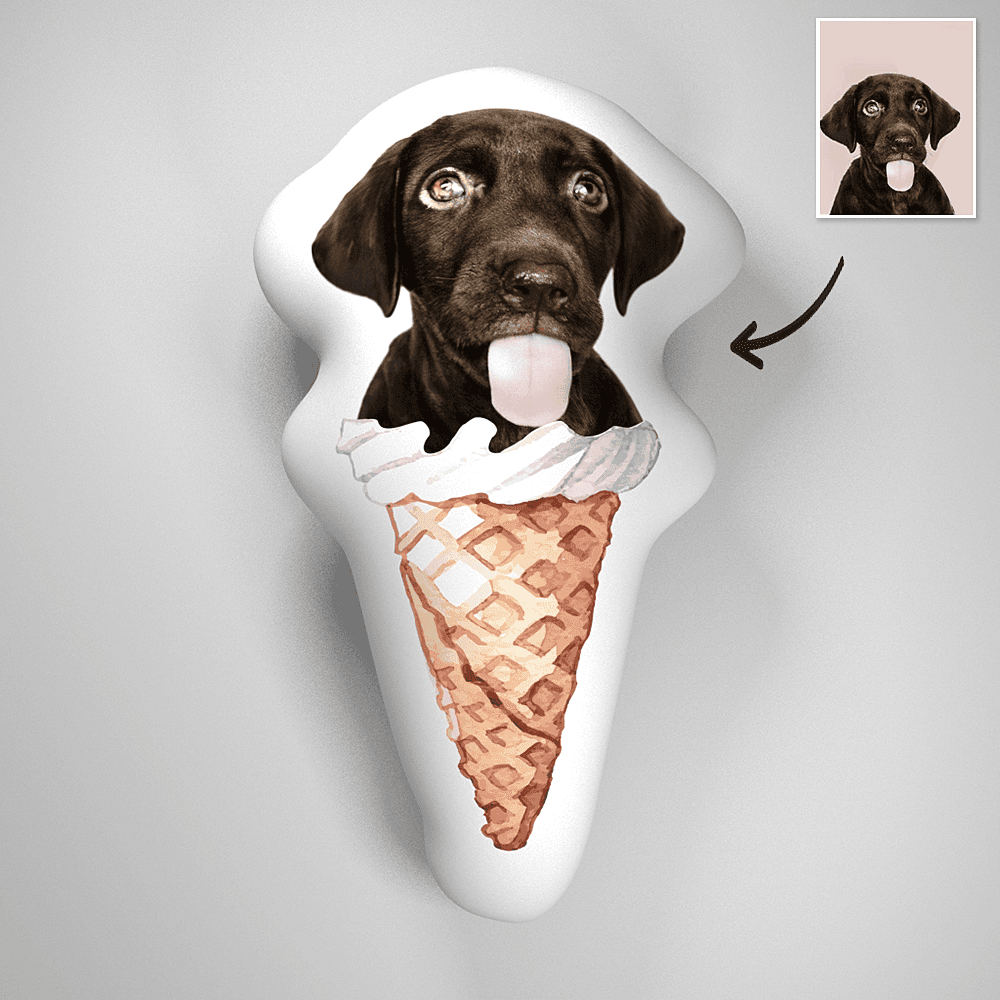 Ice Cream Dog 3D Portrait Personalized Pillow