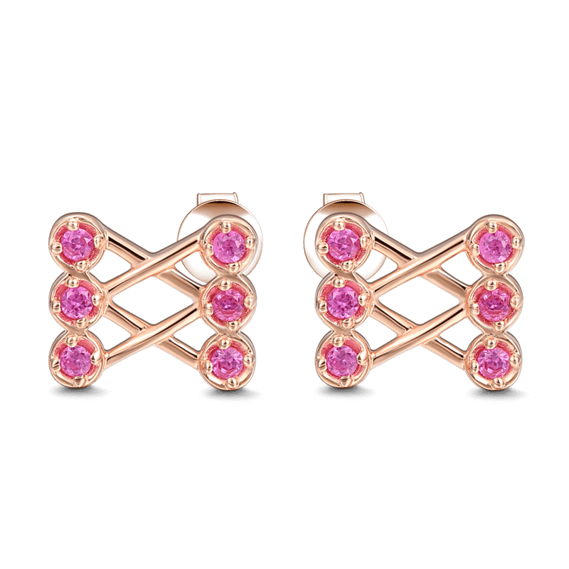 Lover'S Rose Gold Zircon Stud Earrings