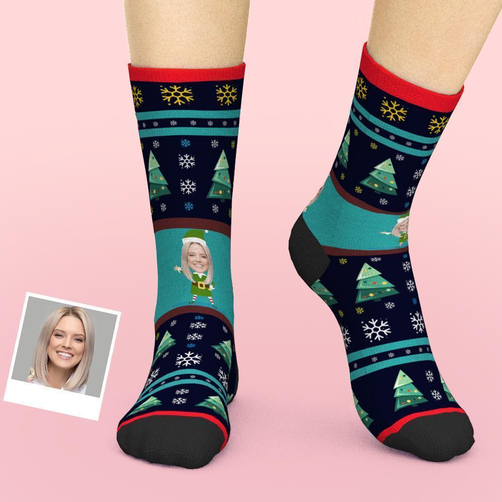 Custom Face Socks Christmas Socks Elf Christmas Gift
