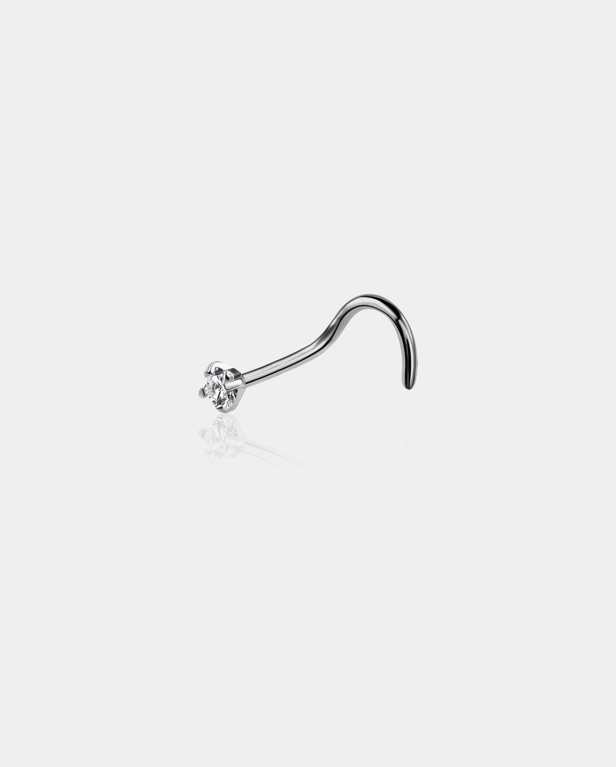 Titanium CZ Nose Screw Stud - Clear