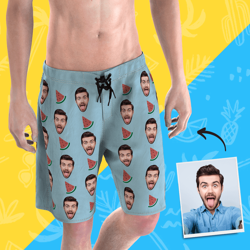 Custom Swim Trunk Custom Beach Shorts Picture Swim Trunks for Boyfriend Face Shorts