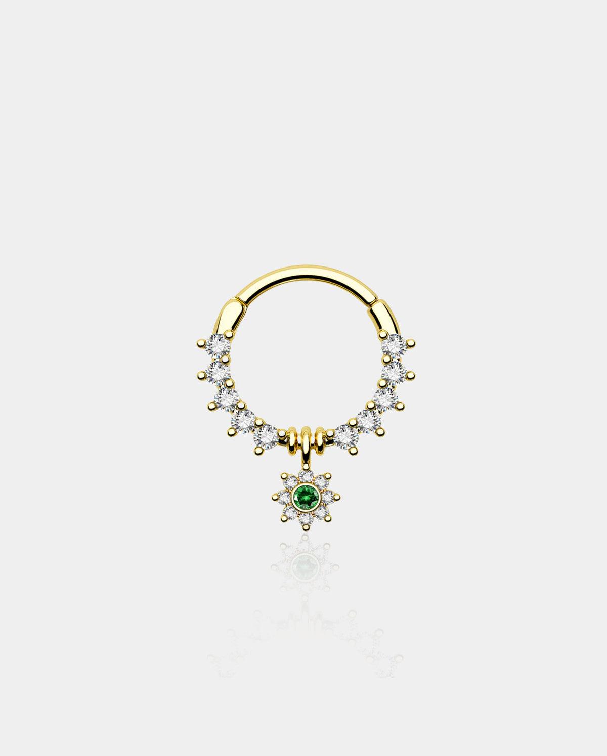 Clear CZ Sunflower Clicker Septum Ring - 10mm