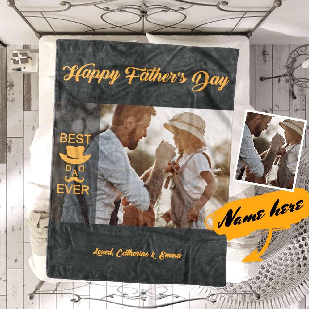 Custom Blanket Father's Day Gifts 2021 - "Best Dad Ever"