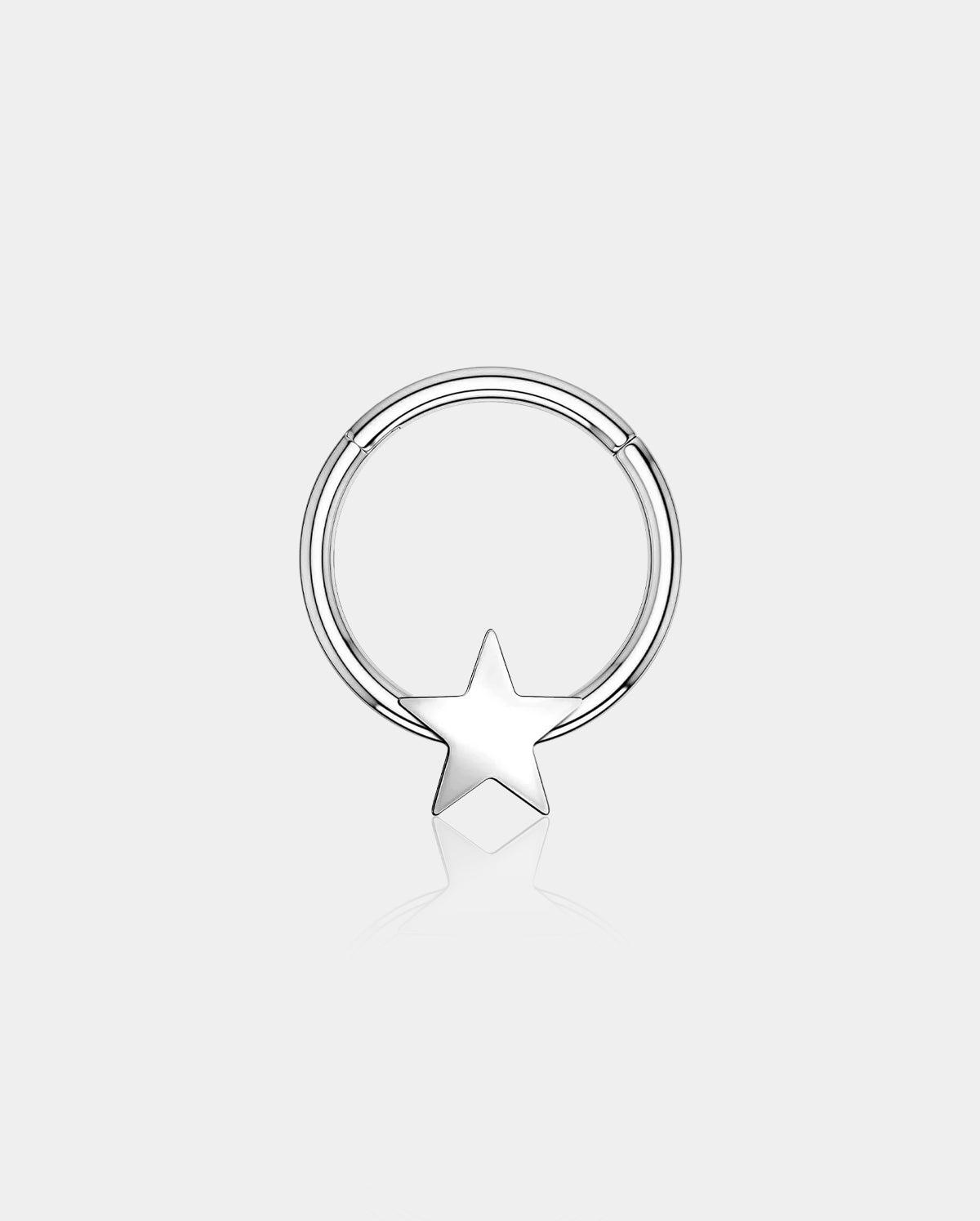 Star Hinged Septum Ring - Silver / 10mm