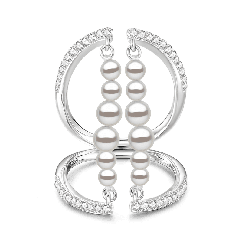 Pearl Silver Ring For Women Girls