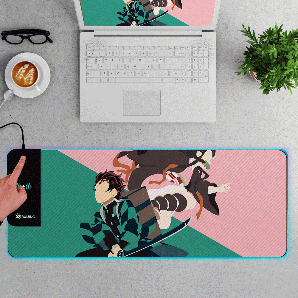 Gaming Mousepad Wireless Charging Demon Slayer 35in*16in