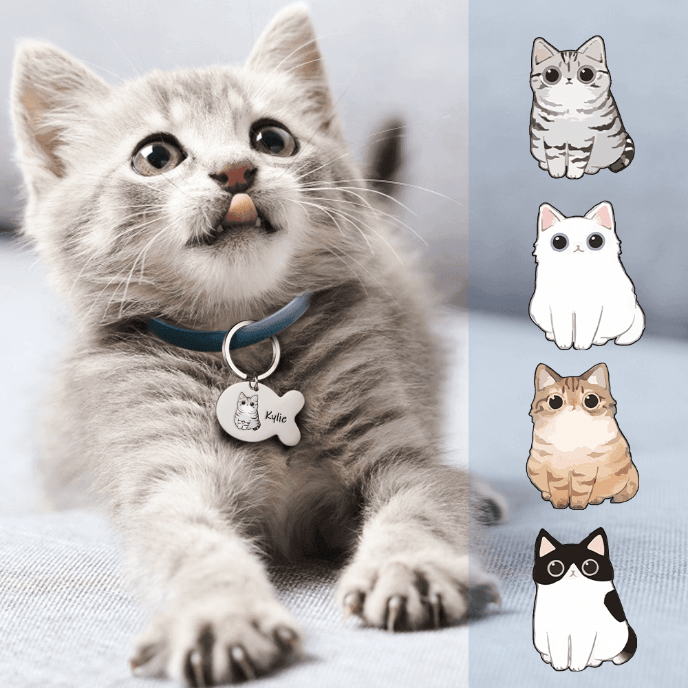 Personalized Cat Tags Custom Fish Cat ID Tag Call My People Cat Tag Cat Gifts