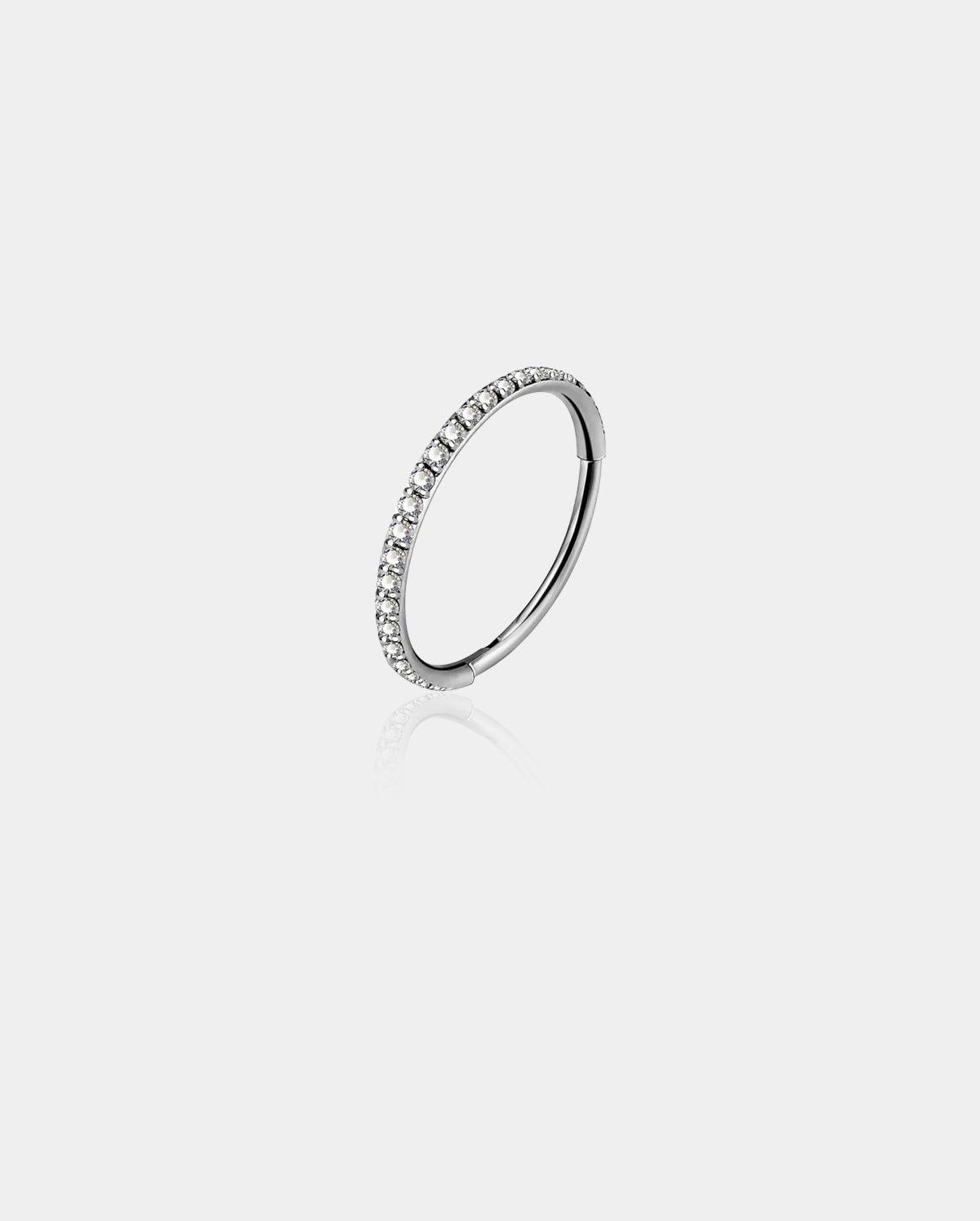 Titanium CZ Hinged Segment Nose Ring - Silver / 6mm