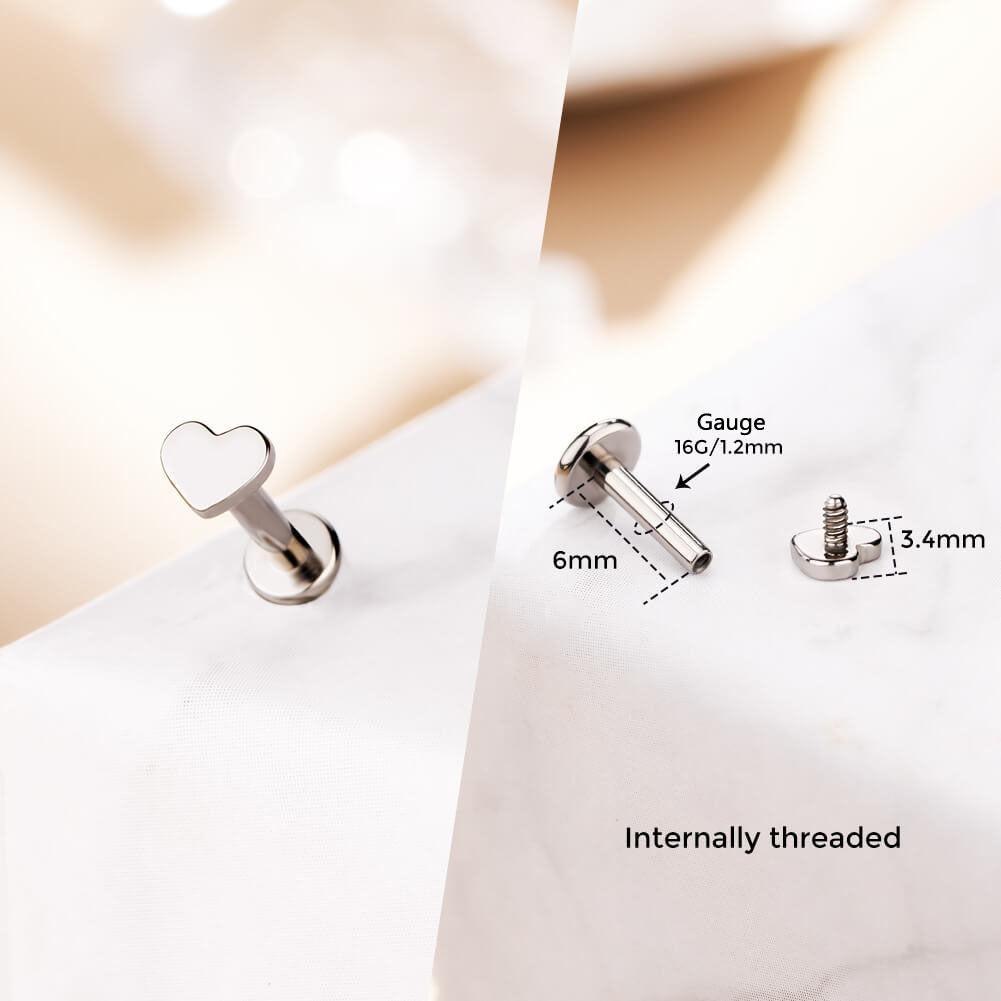 Cute Shape Titanium Internally Threaded Helix Stud - Heart