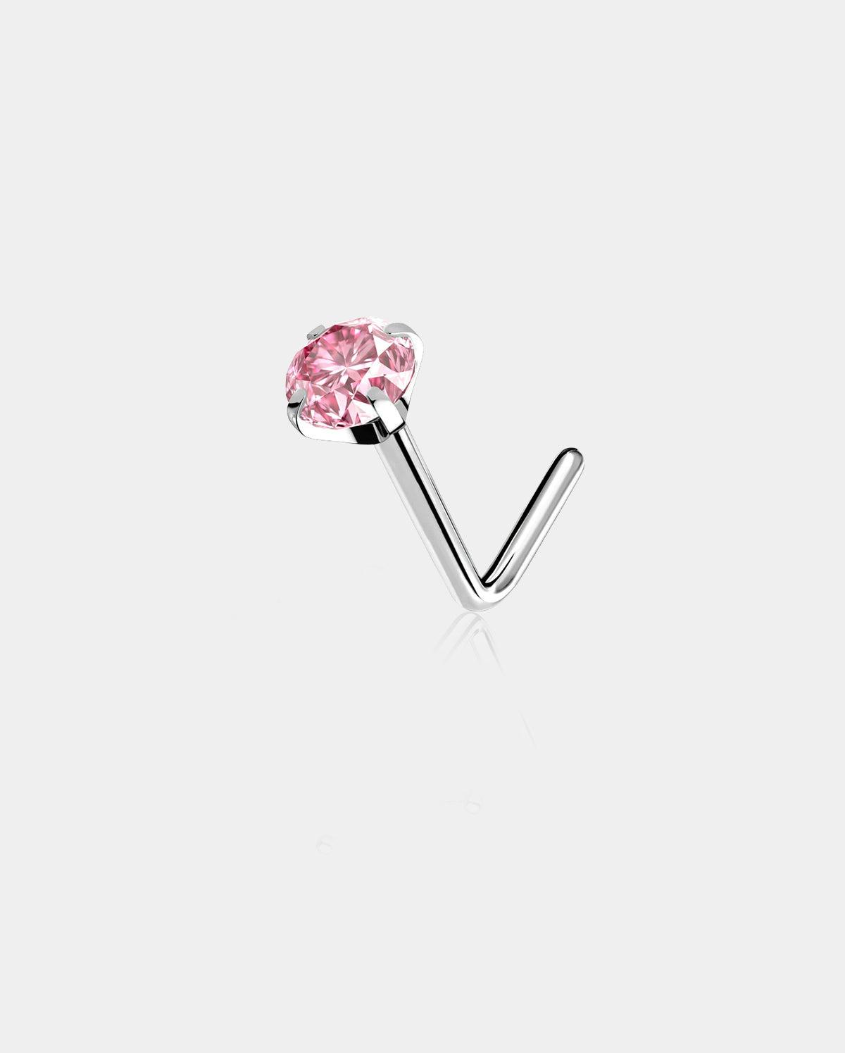 Vibrant CZ Titanium Nose Stud - Pink