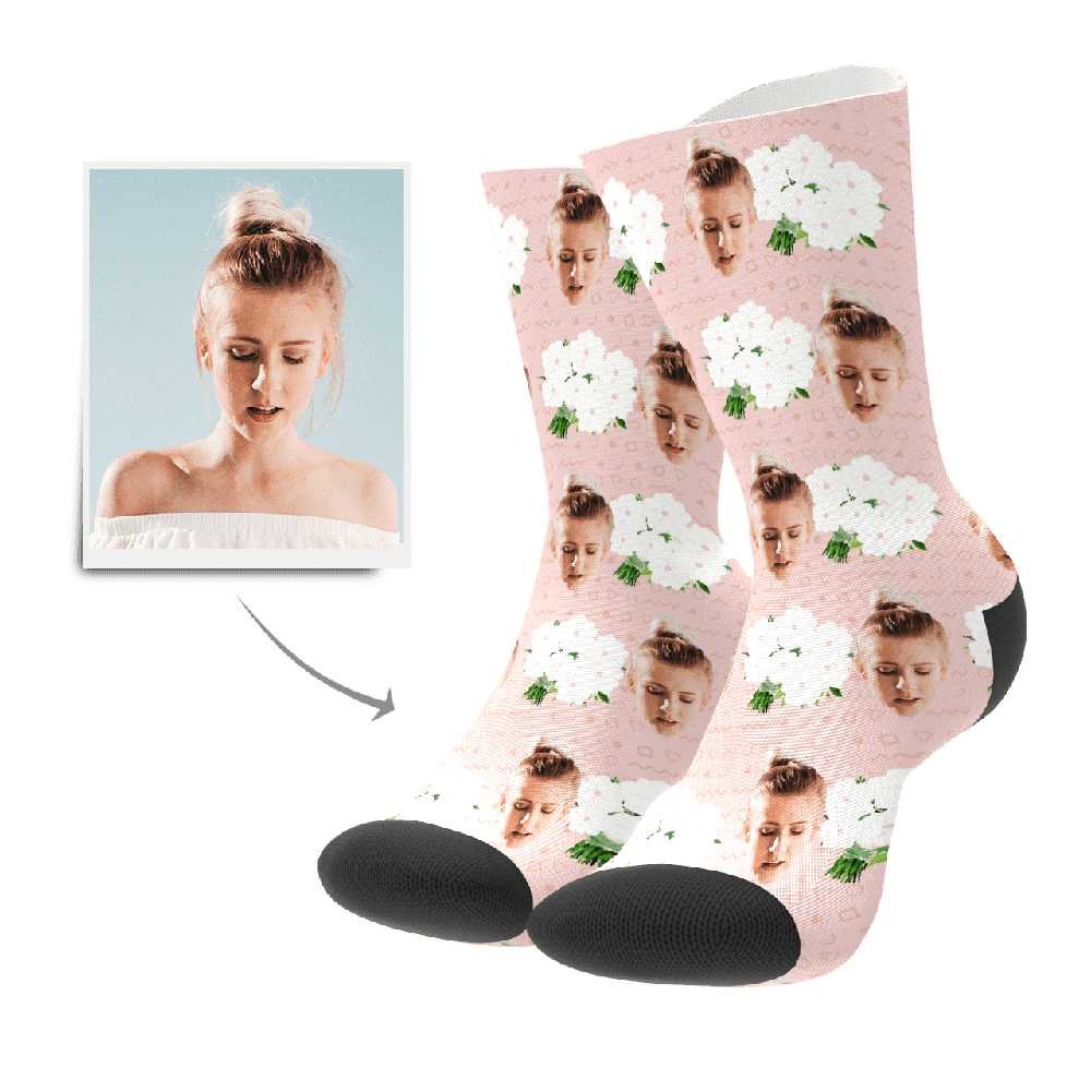 Flowers Socks with Face Custom Socks Christmas Gift For Girlfriend