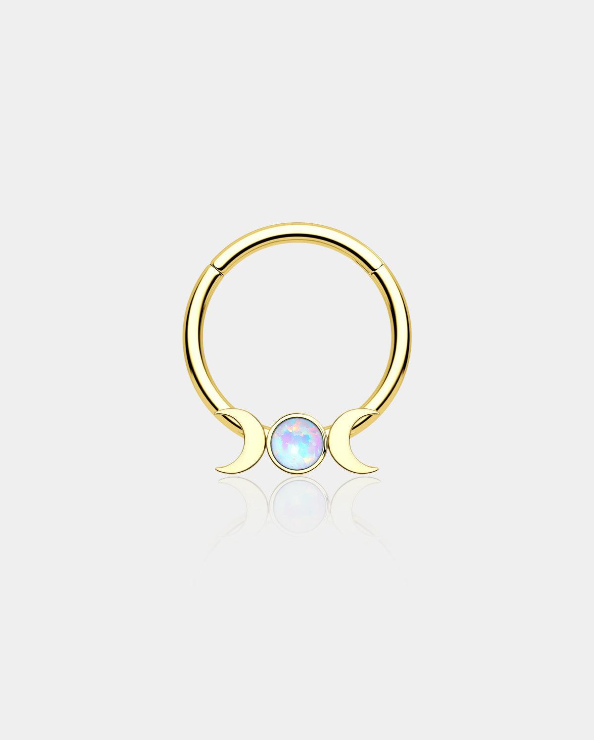 Hinged Moon Segment Septum Ring - Gold / 14G / 10mm