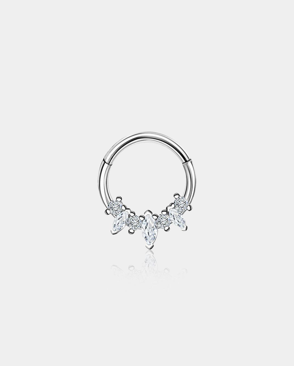 Oval and Round CZ Segment Septum Ring - 8mm
