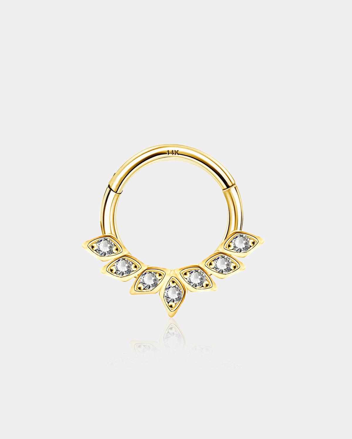 14K Gold CZ Cluster Daith Earring