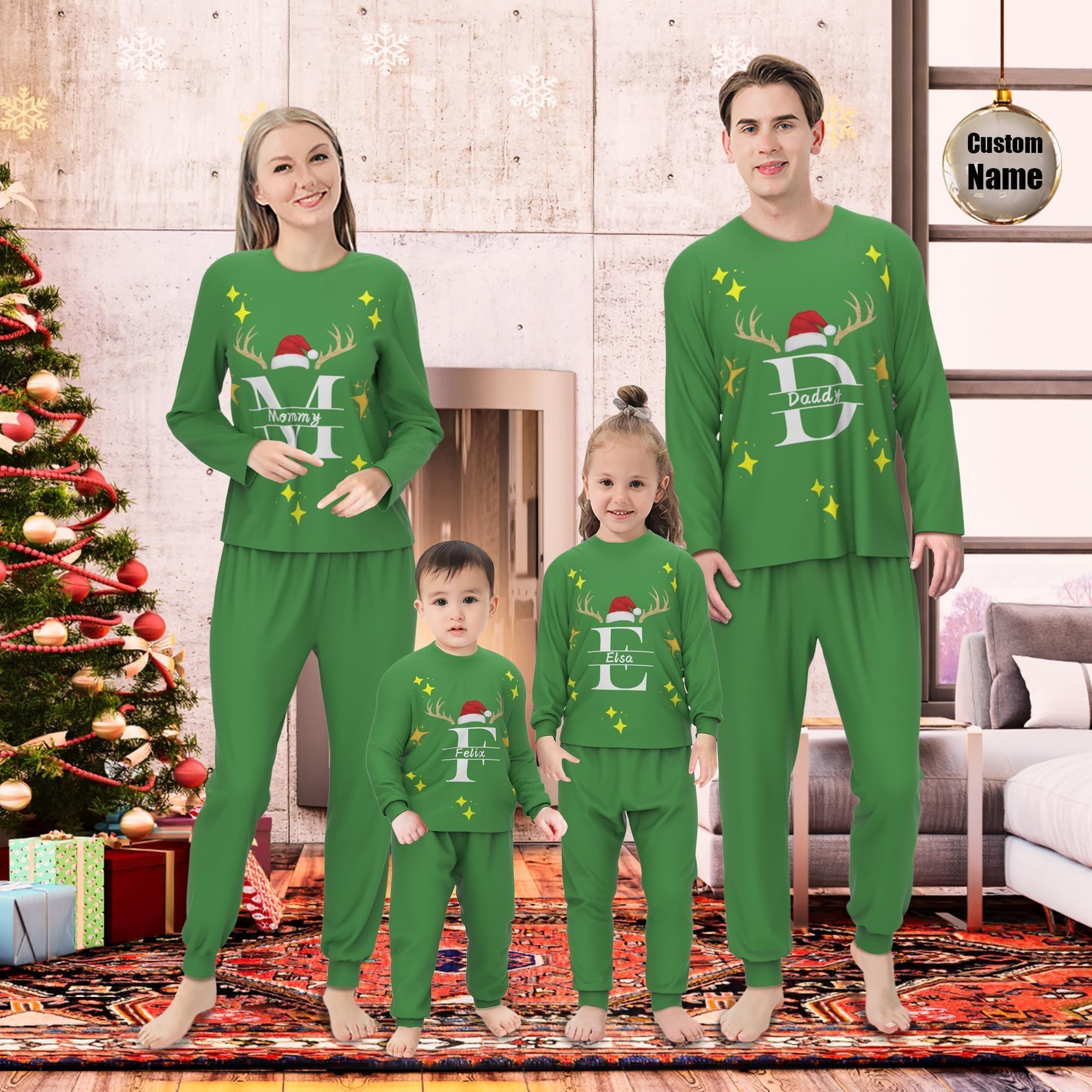 Personalized Name Pajamas Custom Family Pajamas Set Christmas Gift