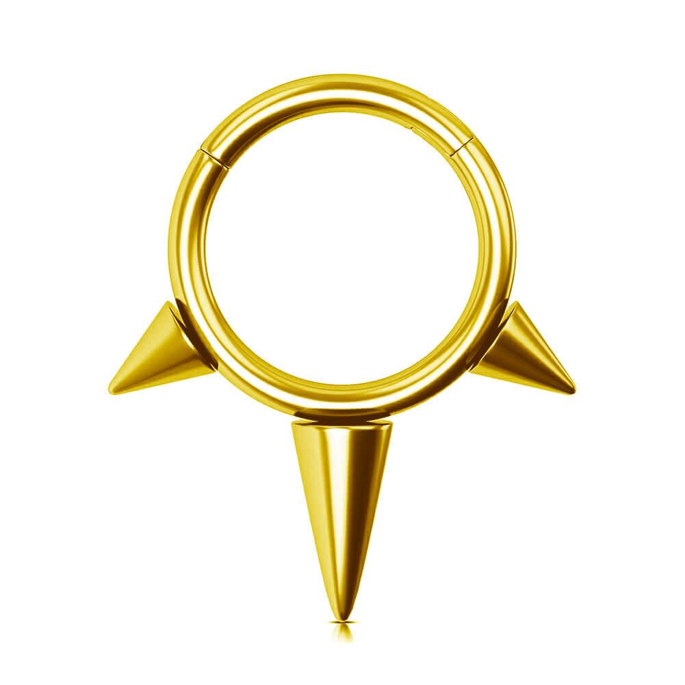 Punk Triple Spikes Septum Clicker Ring - Gold / 10mm