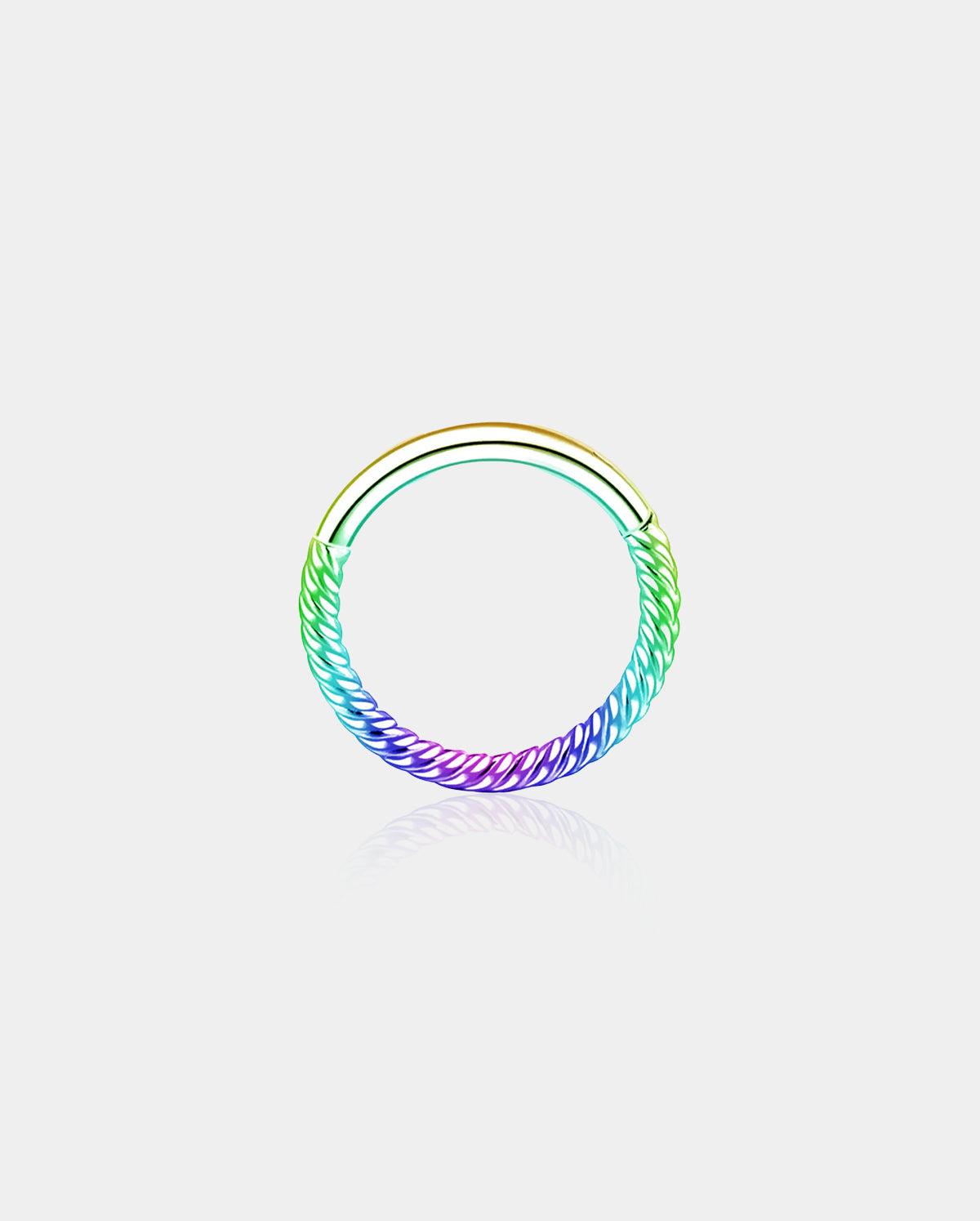 Waven Hinged Segment Cartilage Ring - Rainbow / 8mm