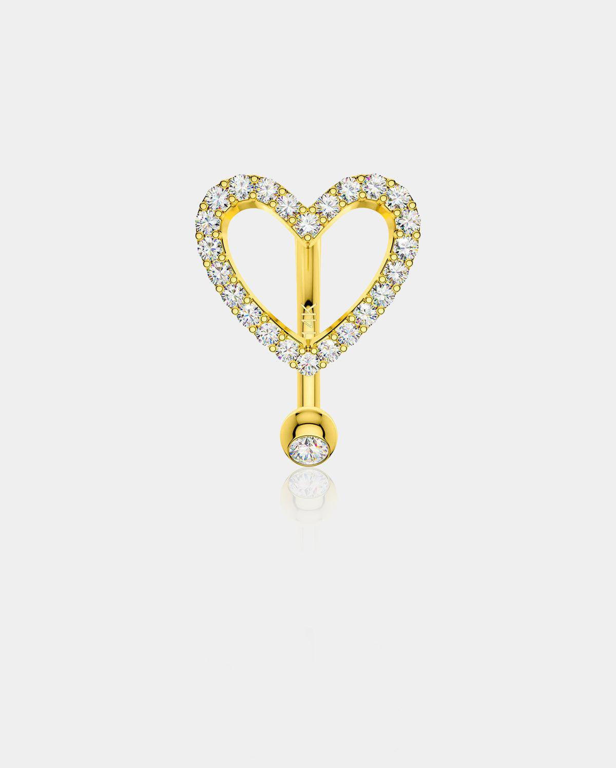 14K Gold Heart Top Belly Ring