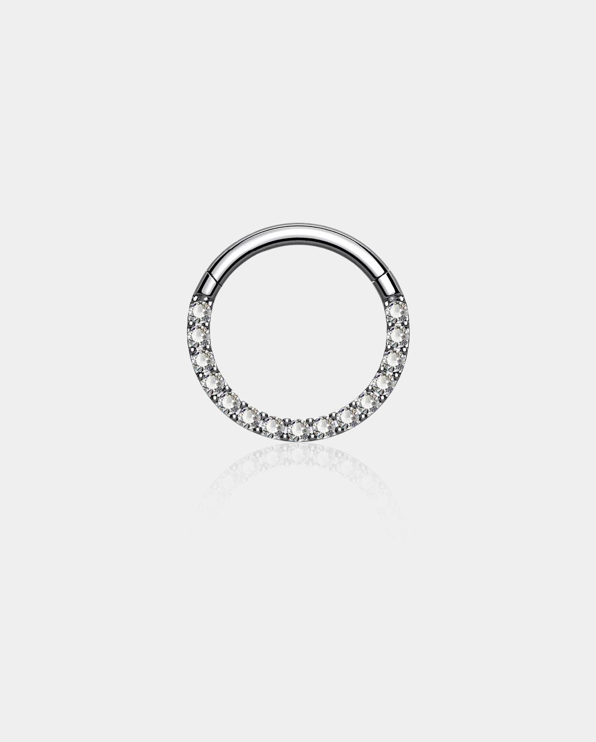 CZ Titanium Front Hinged Segment Helix Daith Ring - 6mm