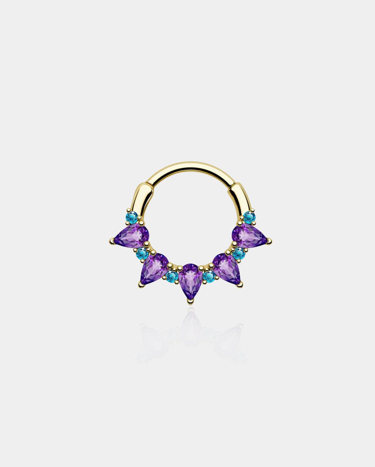 Gorgeous Purple CZ Segment Septum Ring - Gold / 10mm